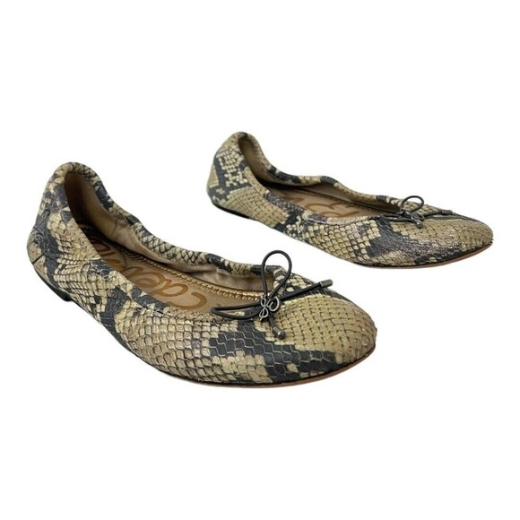 Sam Edelman Womens Size 6 Felicia Snake Print Leather Ballet Flats - Picture 1 of 7